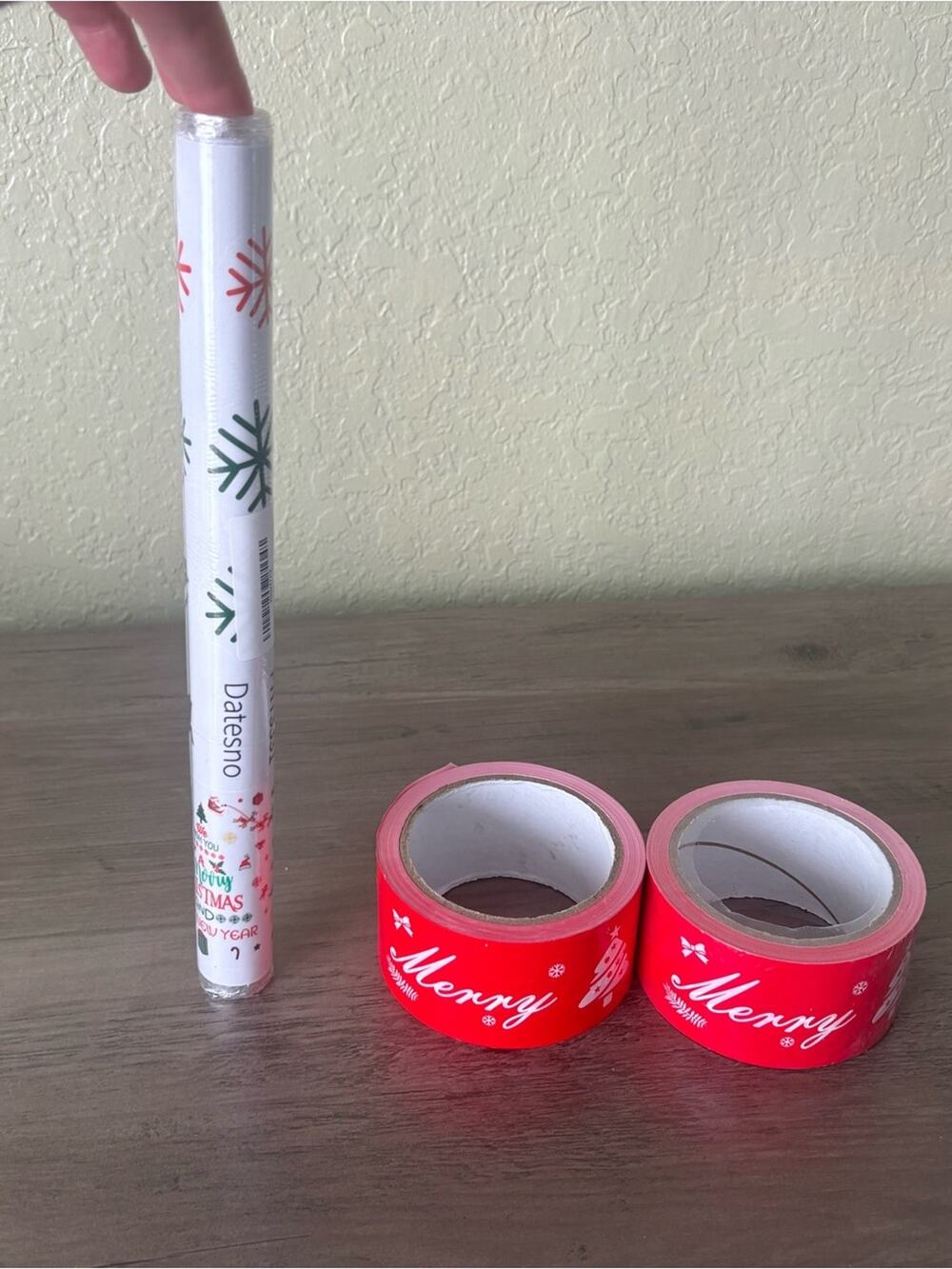 Christmas Ribbon Rolls 2 Pack + Santa Wall Decal Holiday Decorating Bundle NWT